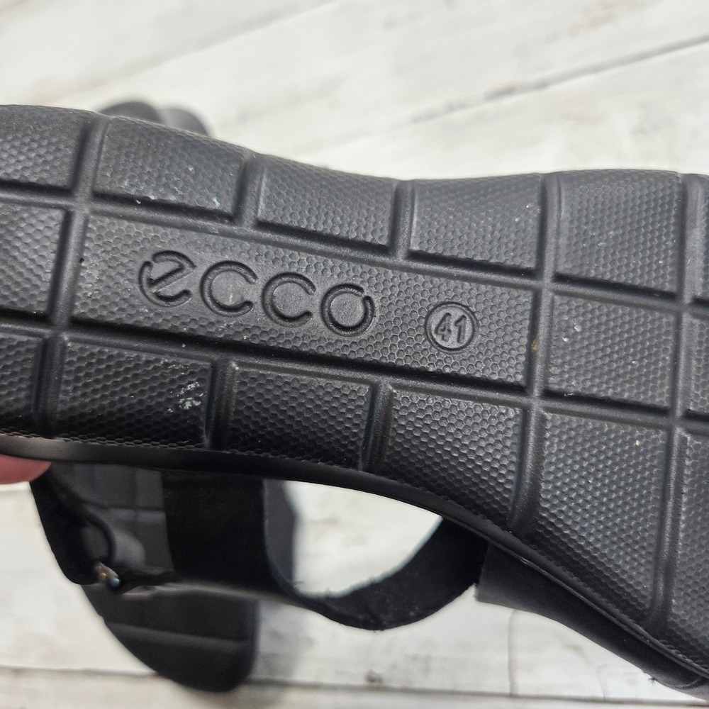 Ecco Felicia Wedge Sandal Women 10-10.5 Black Leather Adjustable Straps - Picture 7 of 8